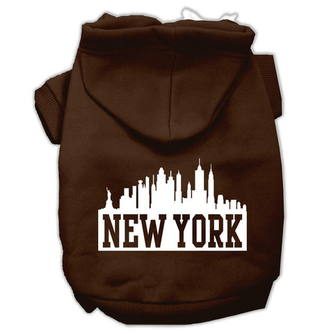 New York Skyline Screen Print Pet Hoodies Brown Size Lg (14)