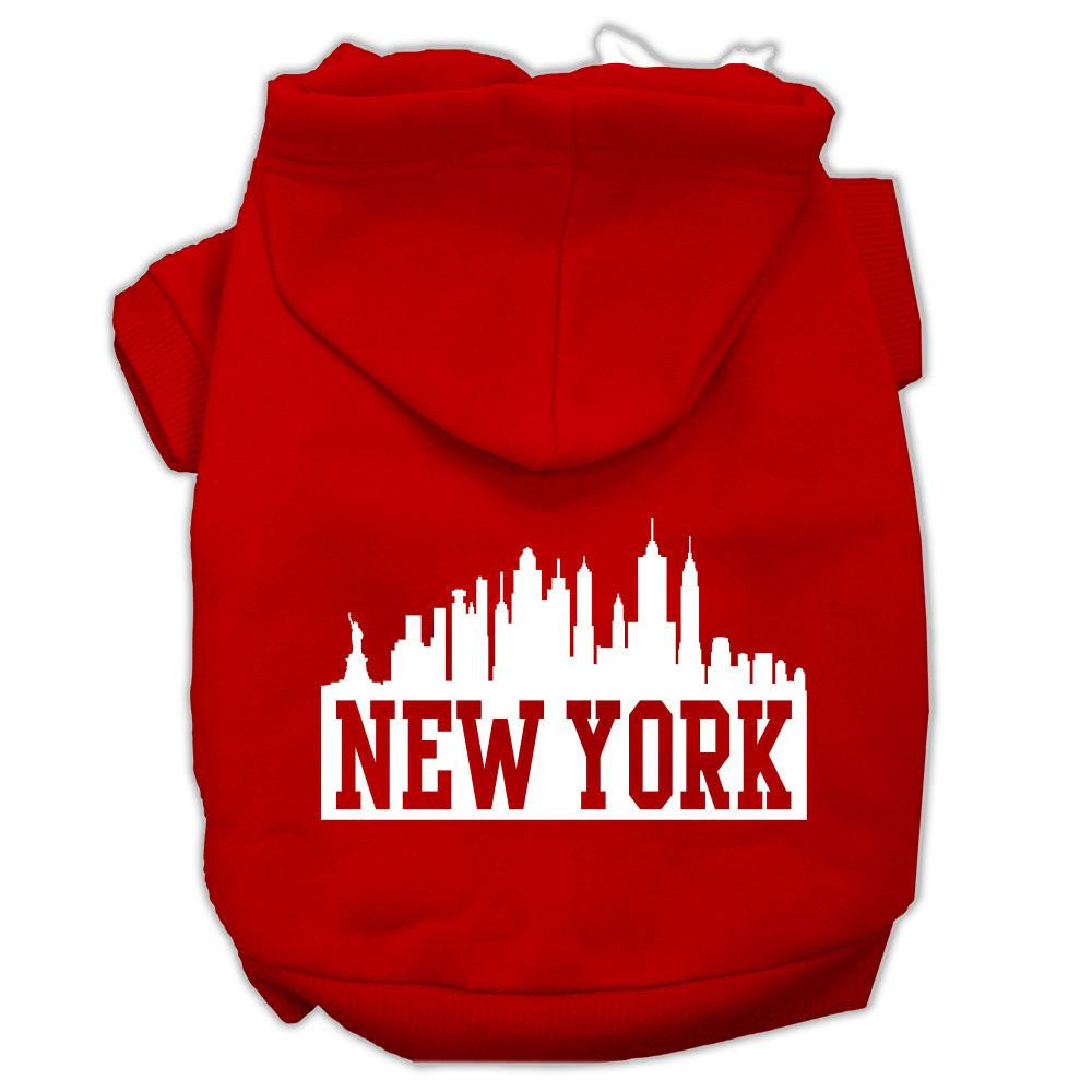 New York Skyline Screen Print Pet Hoodies Red Size Med (12)