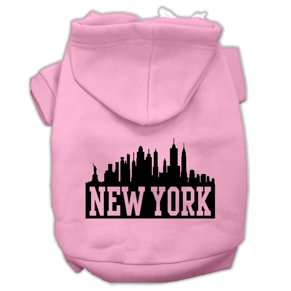 New York Skyline Screen Print Pet Hoodies Light Pink Size XXL (18)