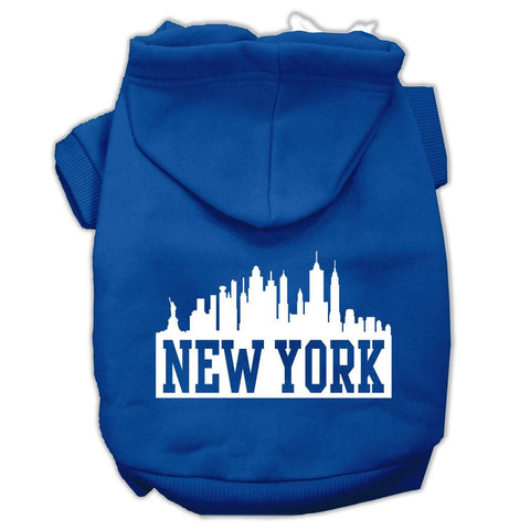 New York Skyline Screen Print Pet Hoodies Blue Size XXXL (20)