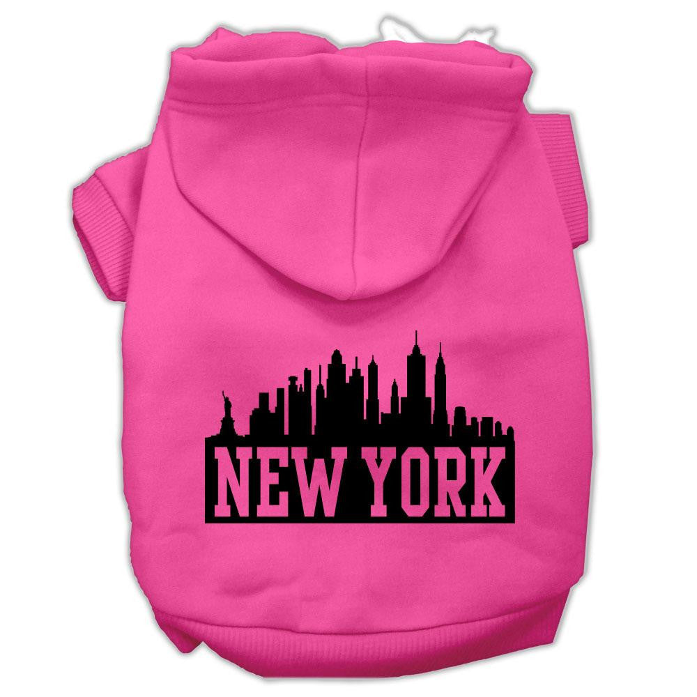 New York Skyline Screen Print Pet Hoodies Bright Pink Size XXXL (20)