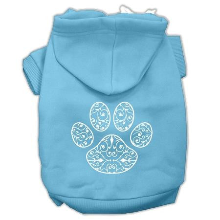 Henna Paw Screen Print Pet Hoodies Baby Blue Size XL (16)