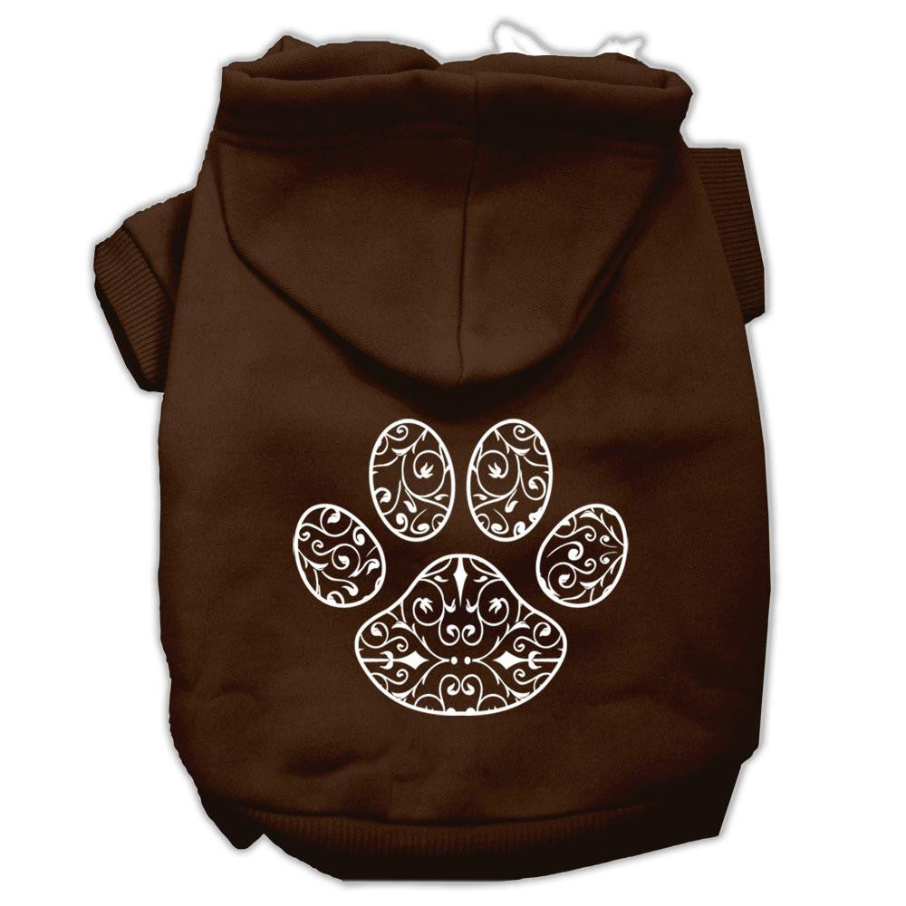 Henna Paw Screen Print Pet Hoodies Brown Size XL (16)