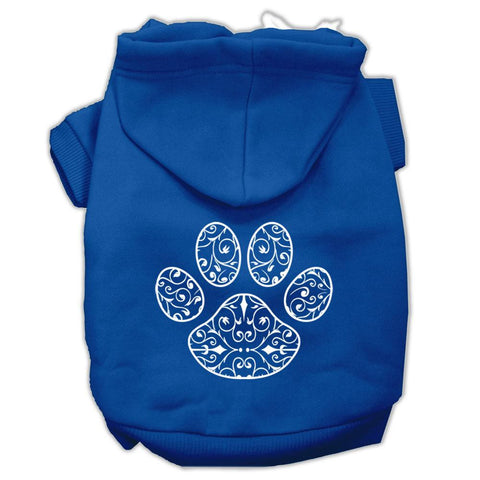 Henna Paw Screen Print Pet Hoodies Blue Size XXL (18)