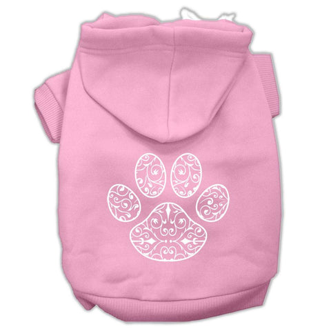 Henna Paw Screen Print Pet Hoodies Light Pink Size XXL (18)