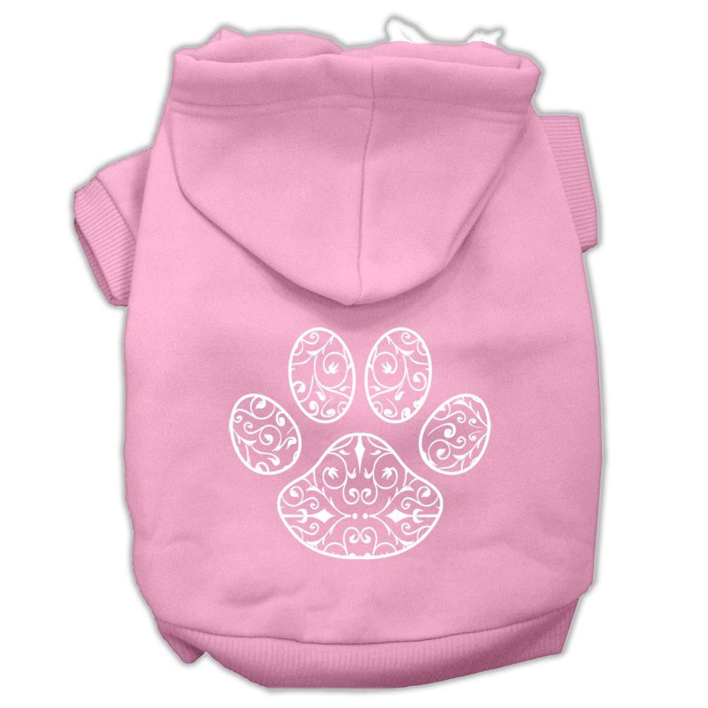 Henna Paw Screen Print Pet Hoodies Light Pink Size XXXL (20)