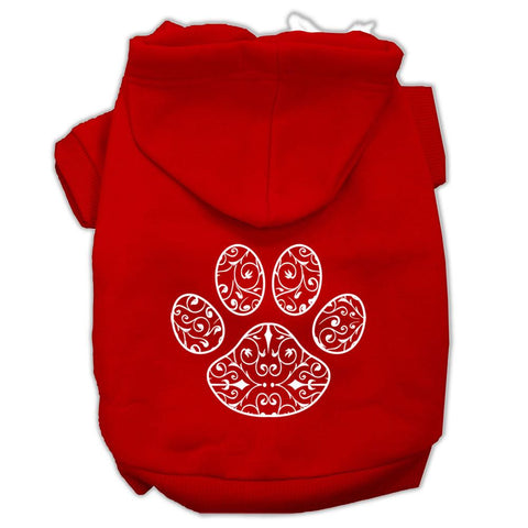 Henna Paw Screen Print Pet Hoodies Red Size XXXL (20)