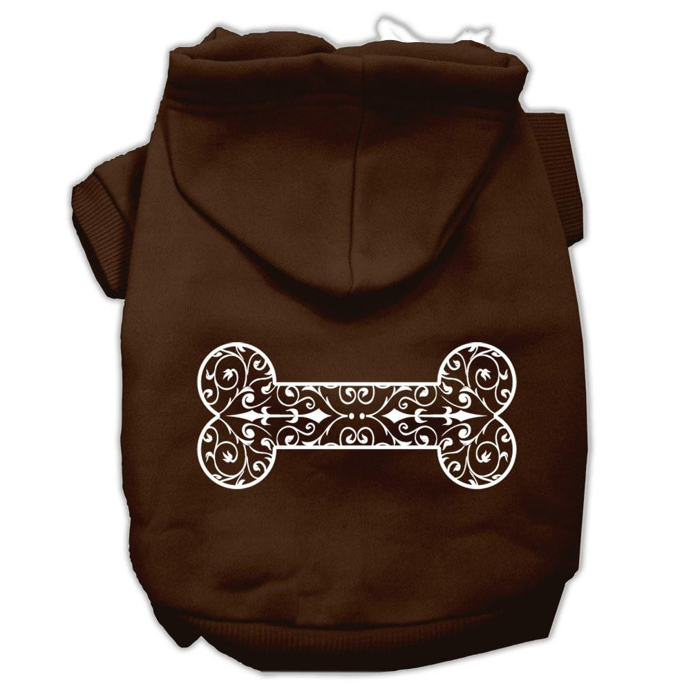 Henna Bone Screen Print Pet Hoodies Brown Size Lg (14)