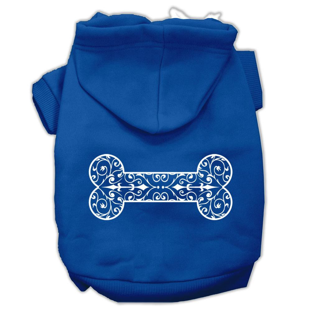 Henna Bone Screen Print Pet Hoodies Blue Size XS (8)