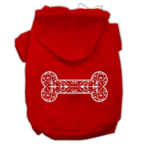 Henna Bone Screen Print Pet Hoodies Red Size XS (8)