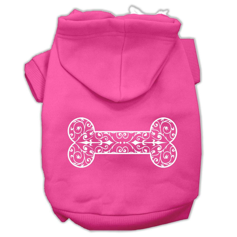 Henna Bone Screen Print Pet Hoodies Bright Pink Size XXXL (20)