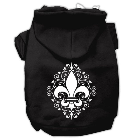 Henna Fleur De Lis Screen Print Pet Hoodies Black Size Lg (14)