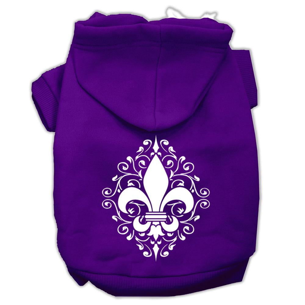 Henna Fleur De Lis Screen Print Pet Hoodies Purple Size Lg (14)