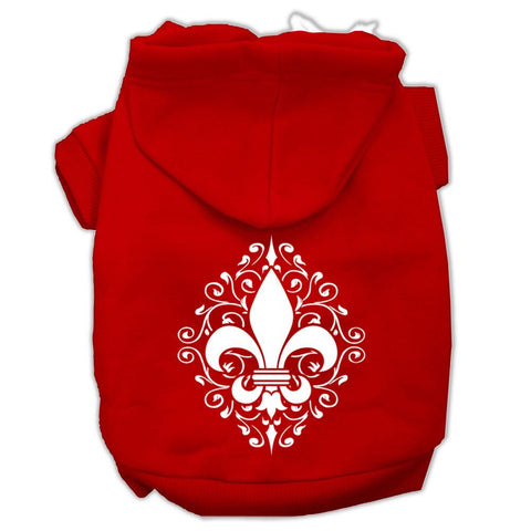 Henna Fleur De Lis Screen Print Pet Hoodies Red Size Lg (14)