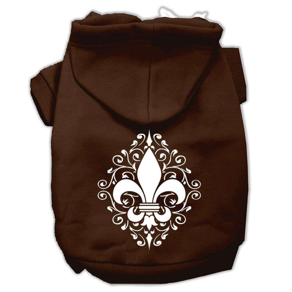 Henna Fleur de Lis Screen Print Pet Hoodies Brown Size Med (12)