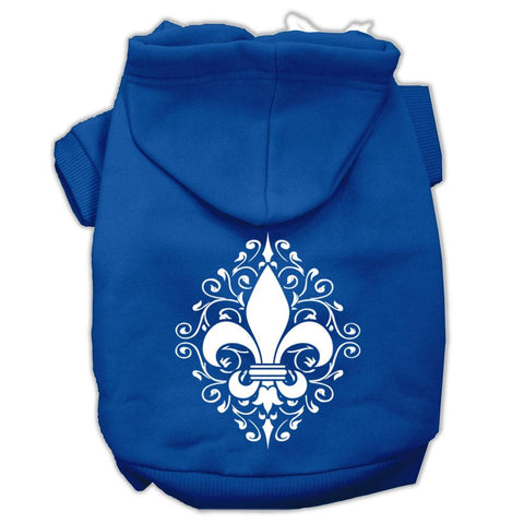 Henna Fleur de Lis Screen Print Pet Hoodies Blue Size XL (16)