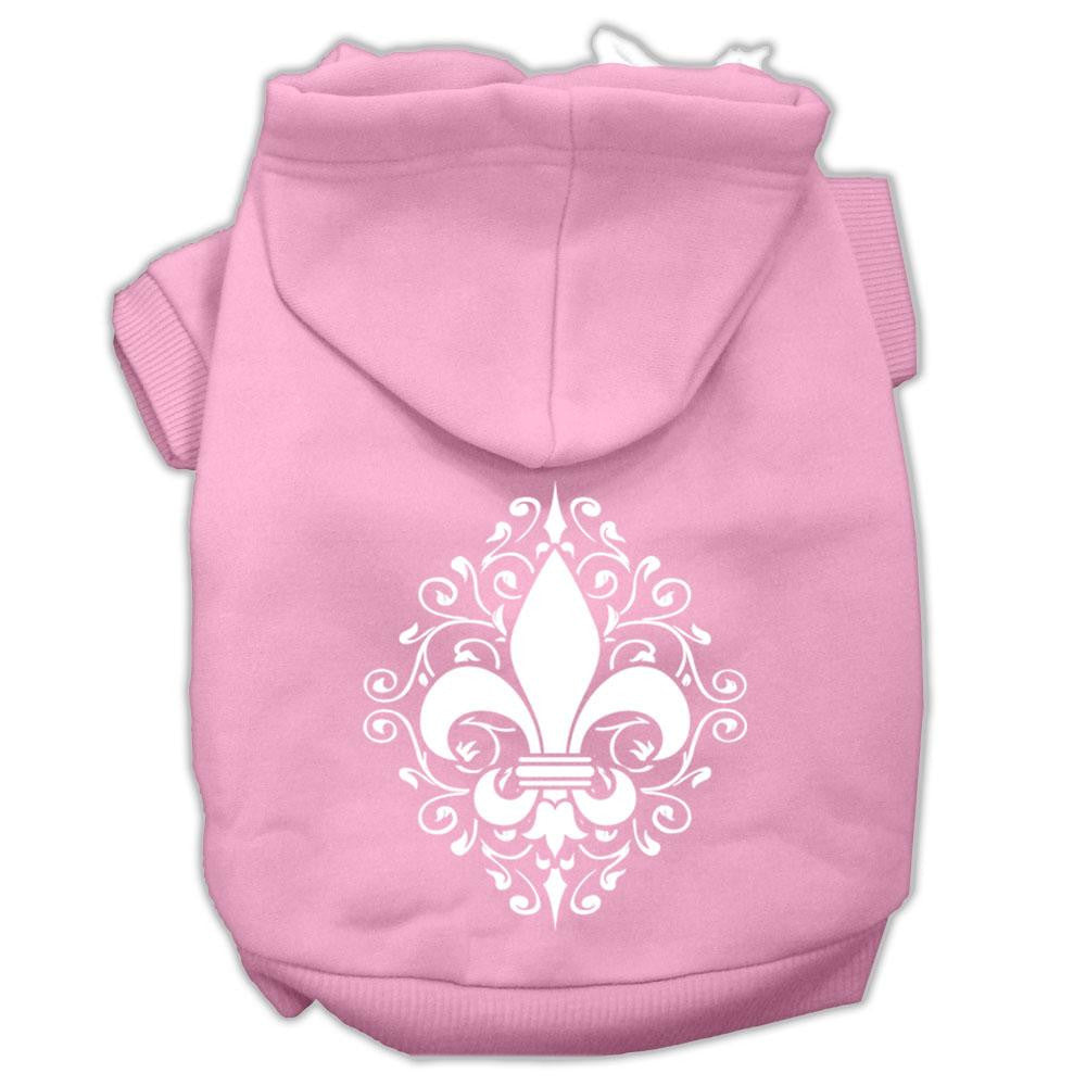 Henna Fleur De Lis Screen Print Pet Hoodies Light Pink Size XL (16)