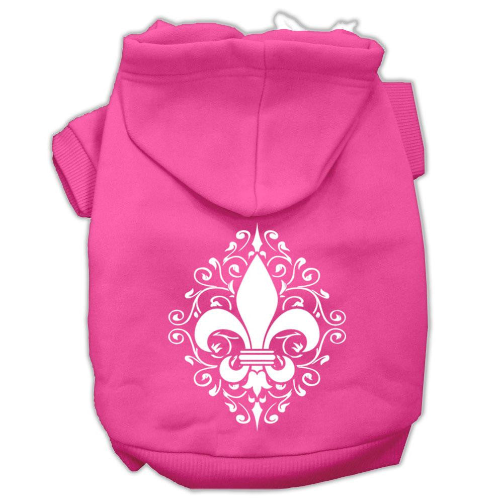 Henna Fleur De Lis Screen Print Pet Hoodies Bright Pink Size XS (8)