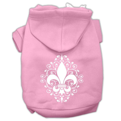 Henna Fleur De Lis Screen Print Pet Hoodies Light Pink Size XXL (18)