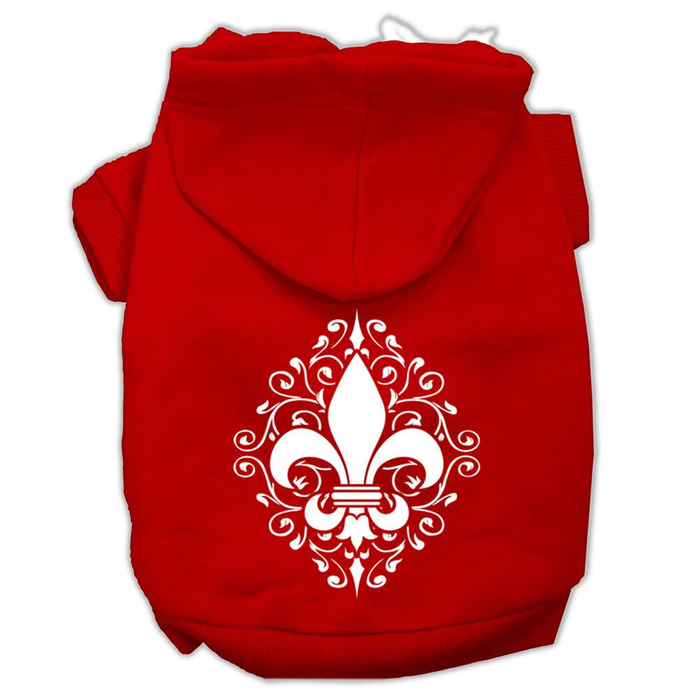 Henna Fleur De Lis Screen Print Pet Hoodies Red Size XXL (18)