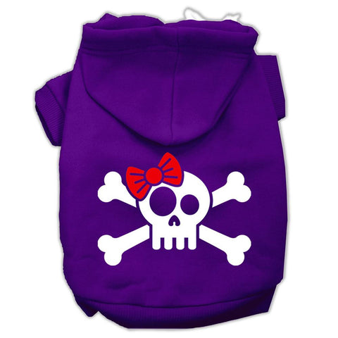 Skull Crossbone Bow Screen Print Pet Hoodies Purple Size Sm (10)