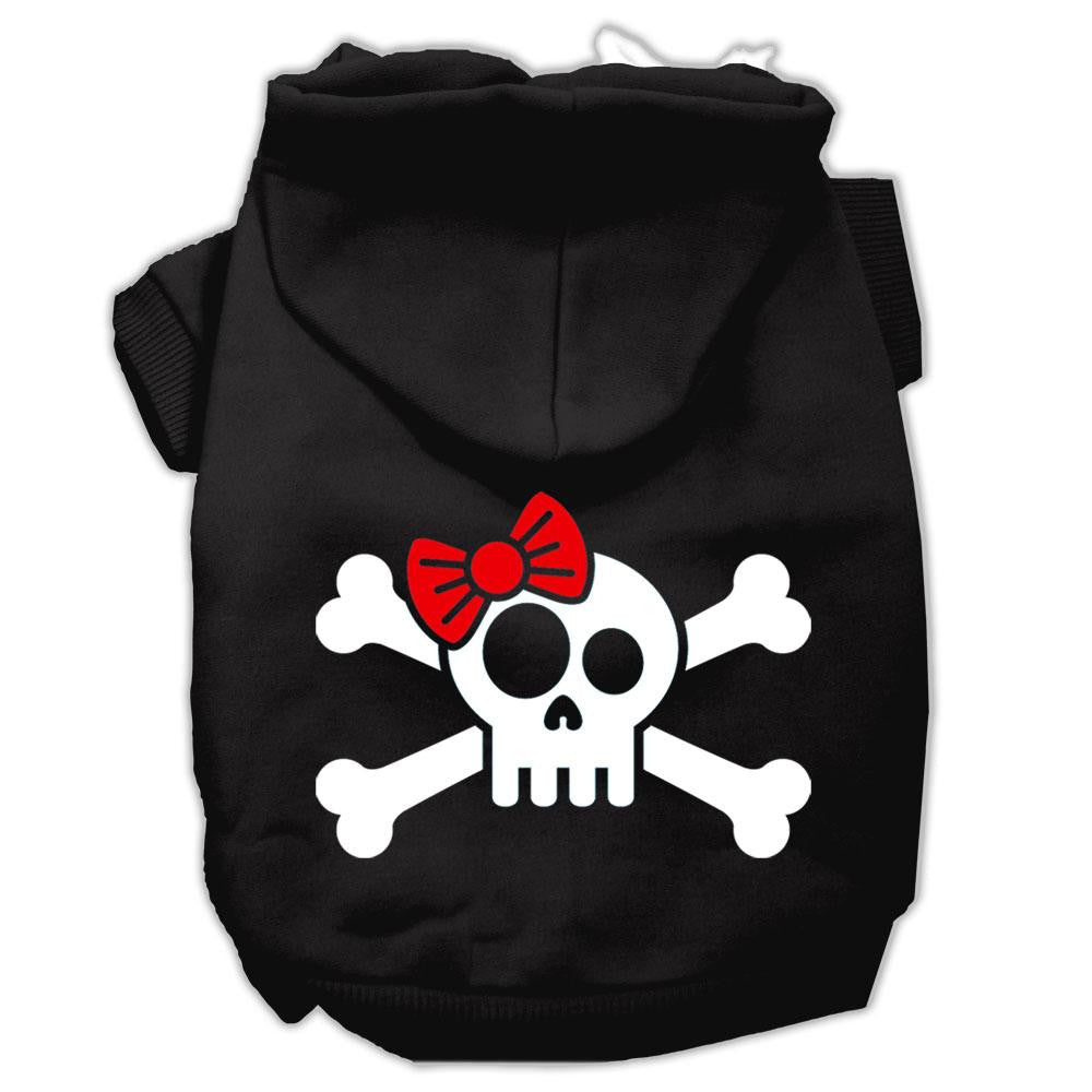 Skull Crossbone Bow Screen Print Pet Hoodies Black Size XL (16)