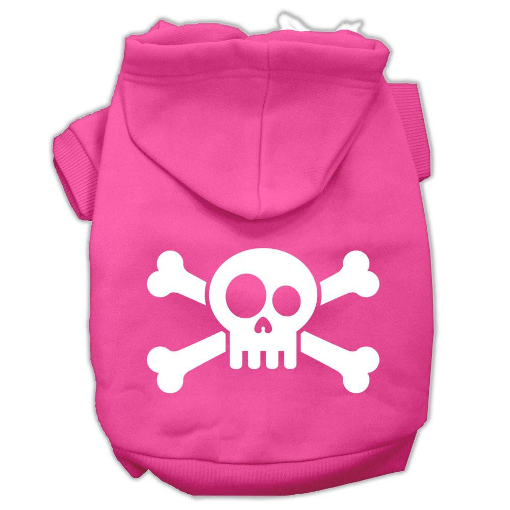 Skull Crossbone Screen Print Pet Hoodies Bright Pink Size XXL (18)