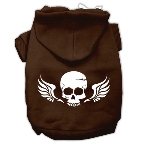 Skull Wings Screen Print Pet Hoodies Brown Size Sm (10)