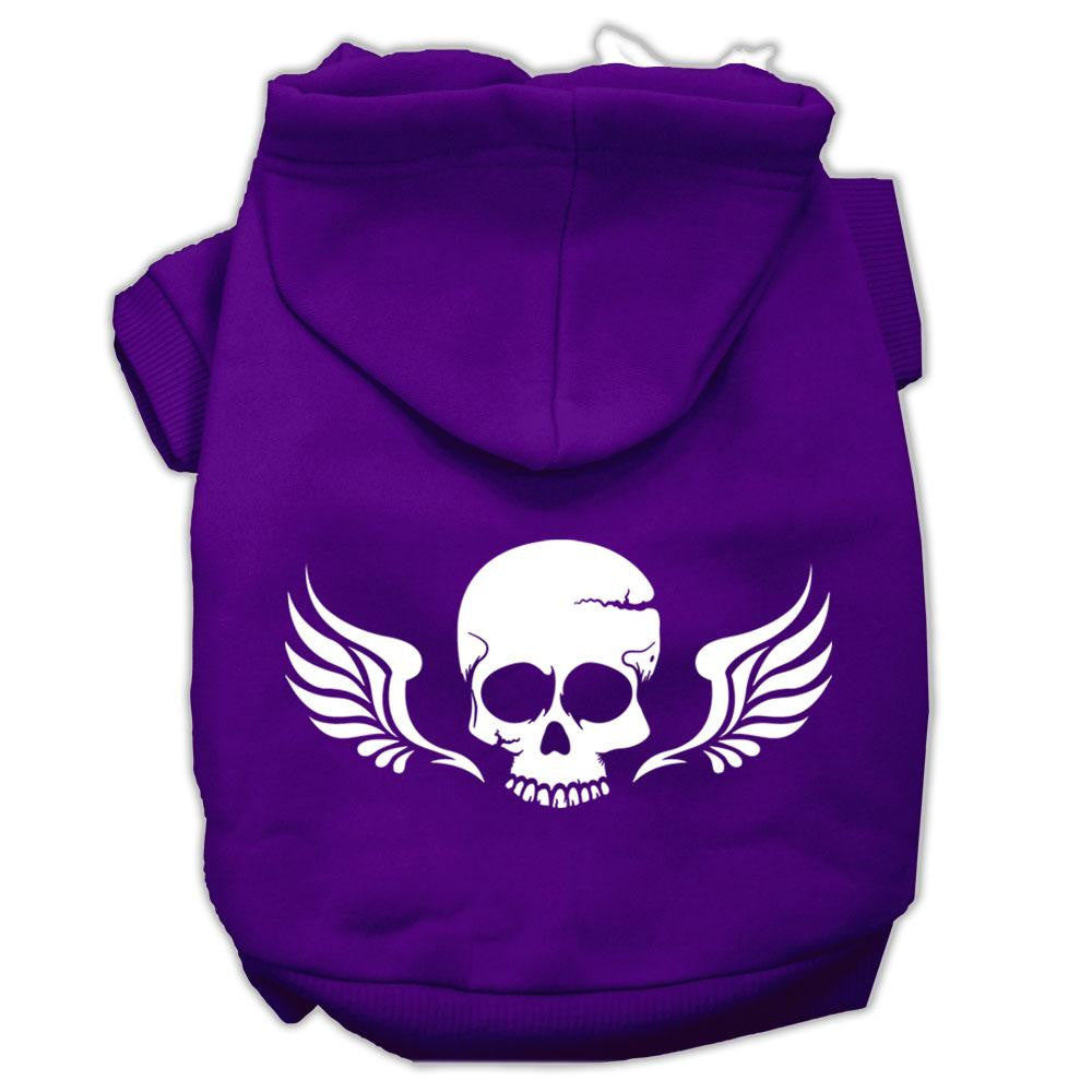 Skull Wings Screen Print Pet Hoodies Purple Size Sm (10)