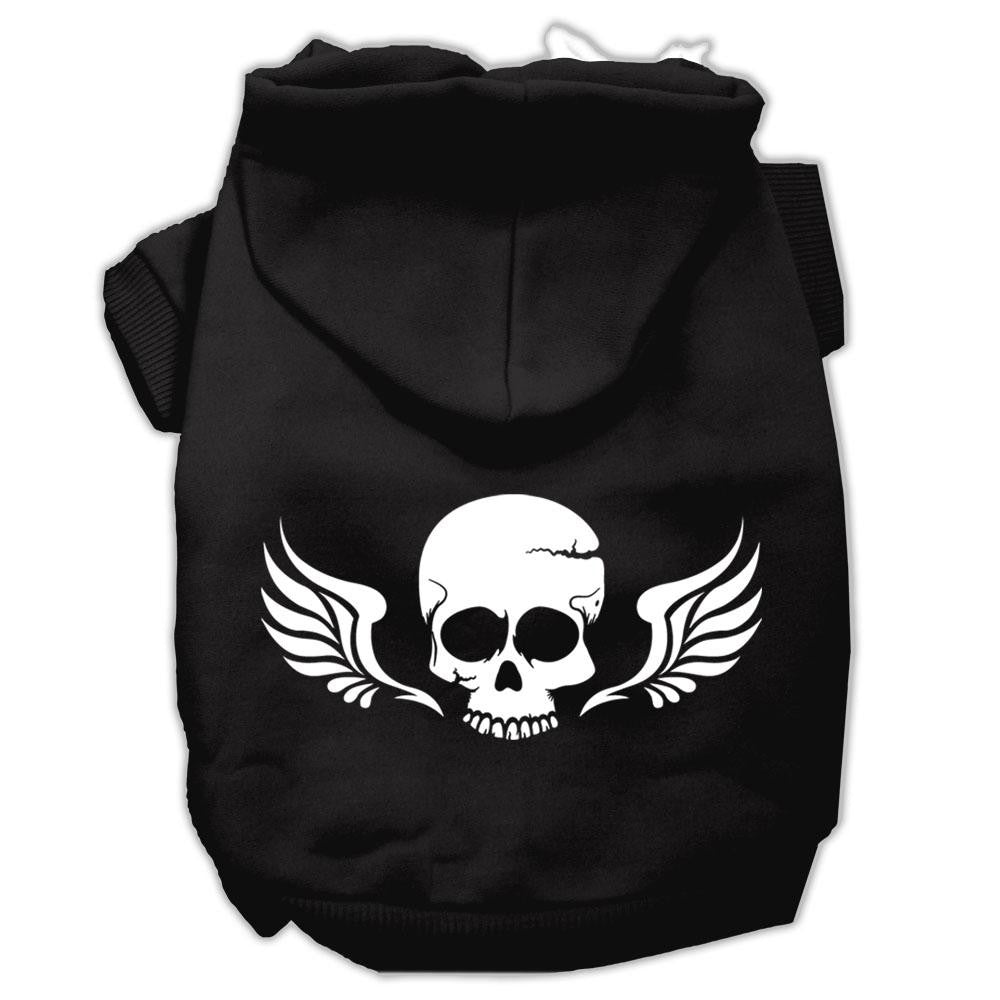 Skull Wings Screen Print Pet Hoodies Black Size XS (8)