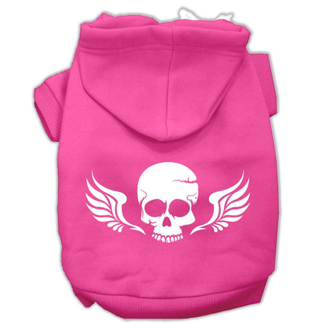 Skull Wings Screen Print Pet Hoodies Bright Pink Size XS (8)