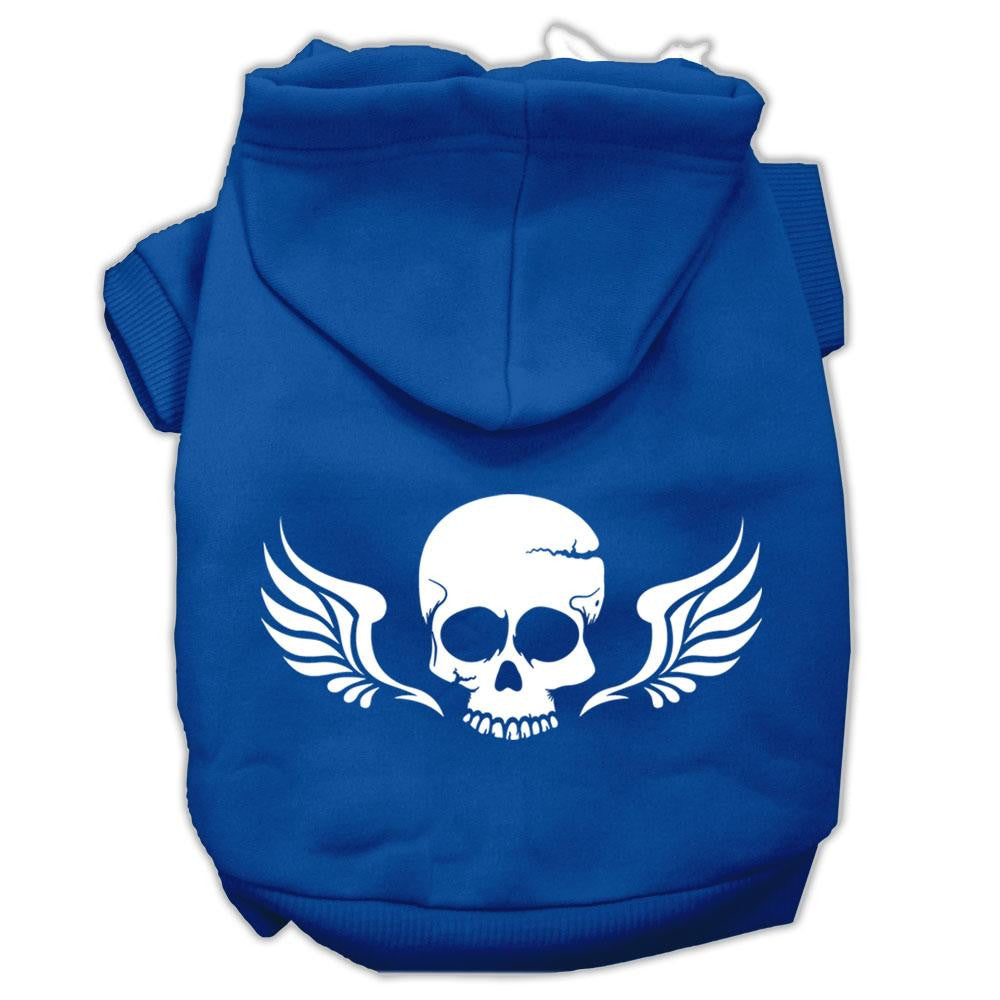 Skull Wings Screen Print Pet Hoodies Blue Size XXL (18)