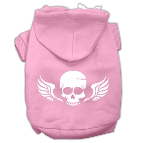 Skull Wings Screen Print Pet Hoodies Light Pink Size XXL (18)