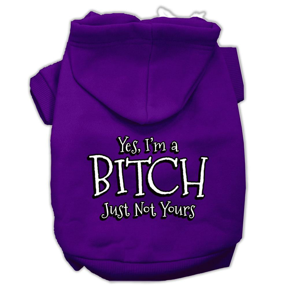 Yes Im a Bitch Just not Yours Screen Print Pet Hoodies Purple Size XL (16)