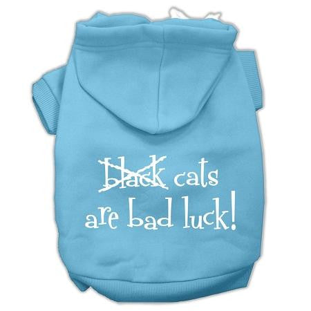 Black Cats are Bad Luck Screen Print Pet Hoodies Baby Blue Size M (12)