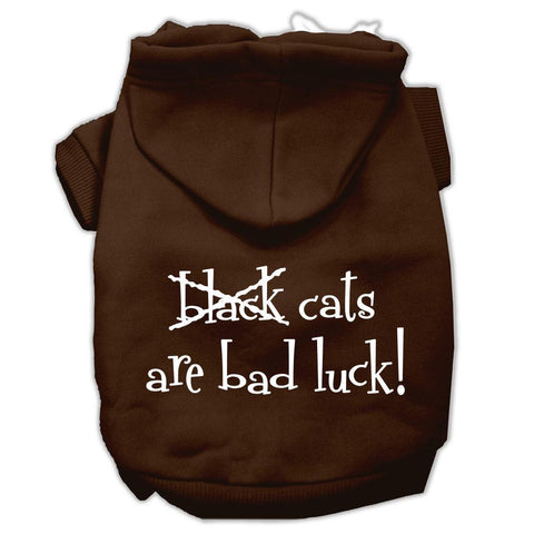 Black Cats are Bad Luck Screen Print Pet Hoodies Brown Size Med (12)