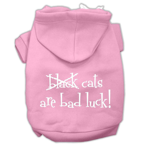 Black Cats are Bad Luck Screen Print Pet Hoodies Light Pink Size XL (16)