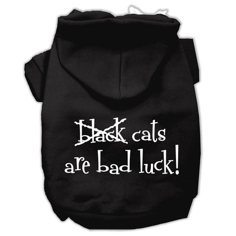 Black Cats are Bad Luck Screen Print Pet Hoodies Black Size XS (8)