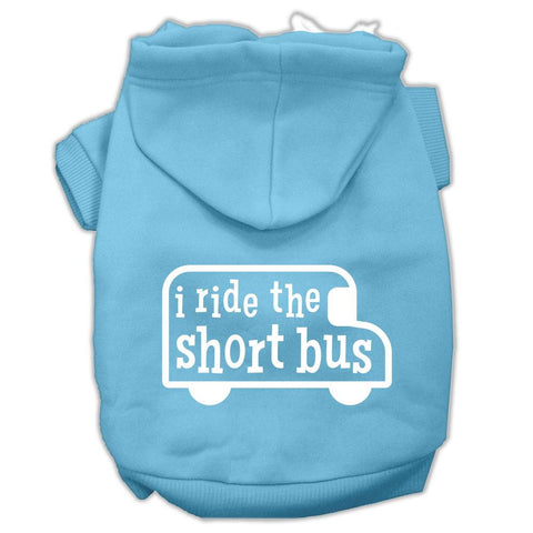 I ride the short bus Screen Print Pet Hoodies Baby Blue Size XL (16)