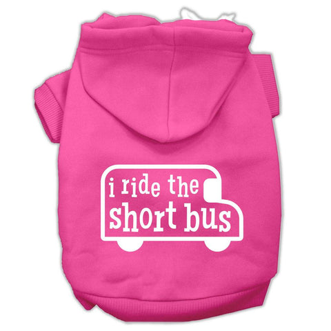 I ride the short bus Screen Print Pet Hoodies Bright Pink Size XXL (18)