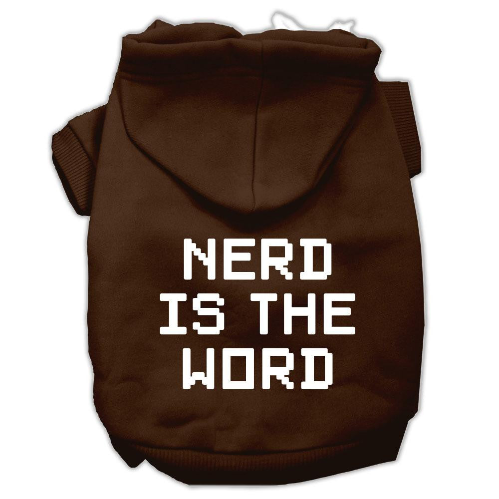 Nerd is the Word Screen Print Pet Hoodies Brown Size M (12)