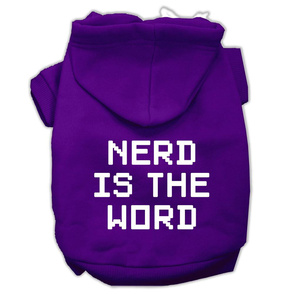 Nerd is the Word Screen Print Pet Hoodies Purple Size S (10)