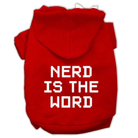 Nerd is the Word Screen Print Pet Hoodies Red Size XS (8)