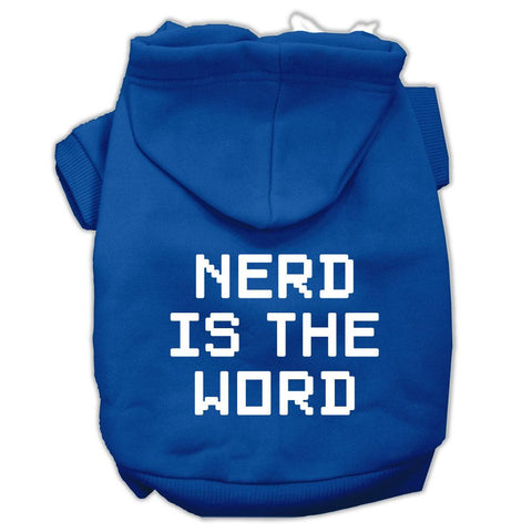 Nerd is the Word Screen Print Pet Hoodies Blue Size XXL (18)