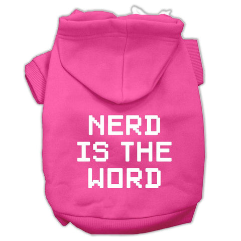 Nerd is the Word Screen Print Pet Hoodies Bright Pink Size XXL (18)