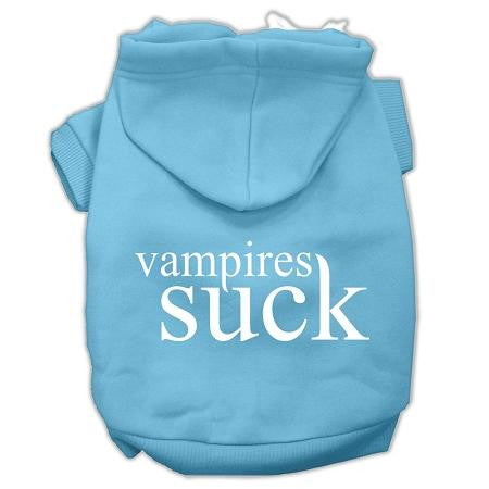 Vampires Suck Screen Print Pet Hoodies Baby Blue Size XL (16)