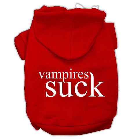 Vampires Suck Screen Print Pet Hoodies Red Size XS (8)