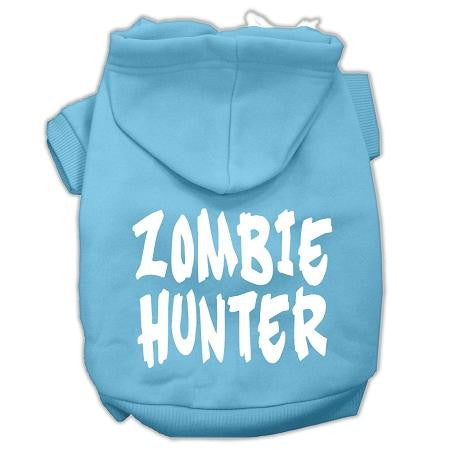 Zombie Hunter Screen Print Pet Hoodies Baby Blue Size XL (16)