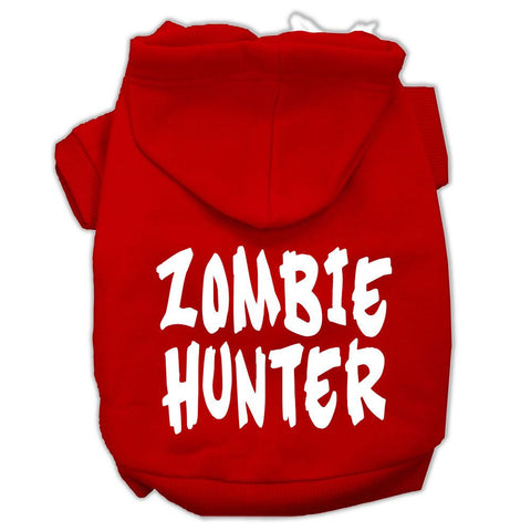 Zombie Hunter Screen Print Pet Hoodies Red Size XS (8)