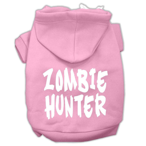 Zombie Hunter Screen Print Pet Hoodies Light Pink Size XXL (18)